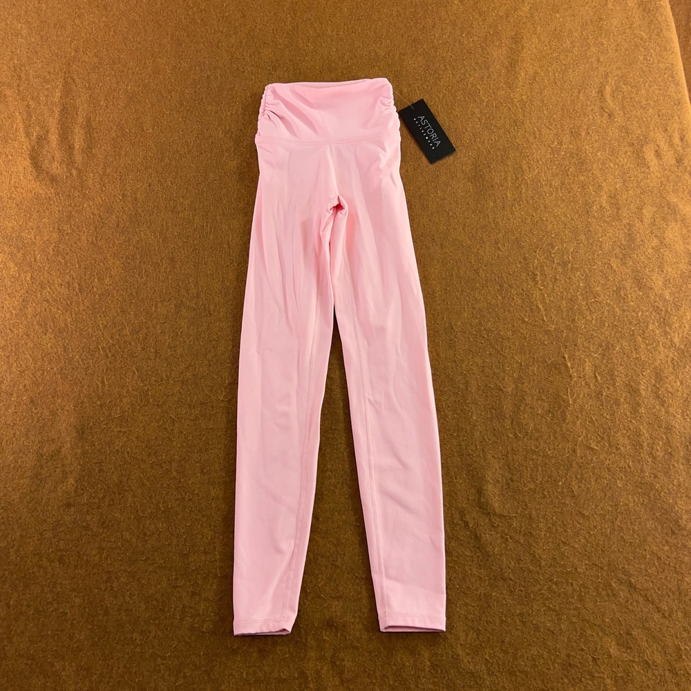 Astoria Womens XS Pink Ruched High Waist Athletic Leggings NWT